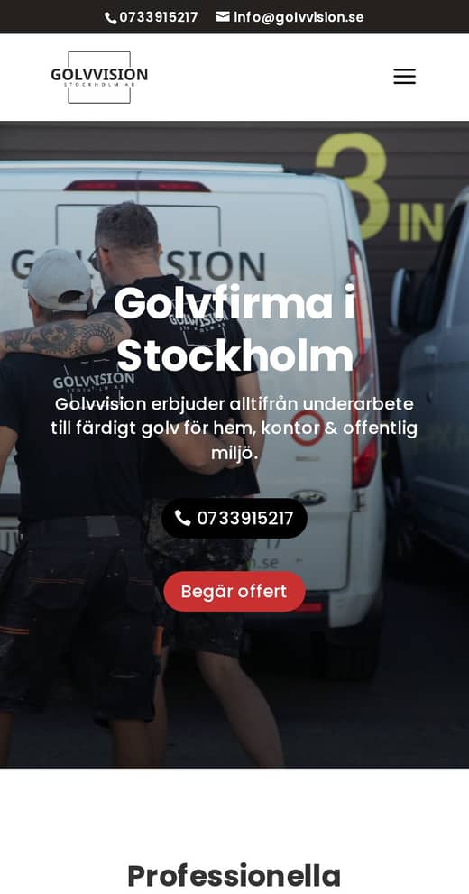 Golvvision hemsida byggd av VIA Media